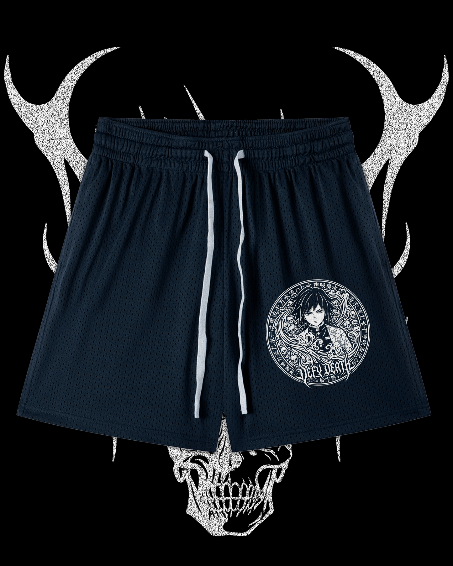 GIYU MESH DRAWSTRING SHORTS IN NAVY BLUE