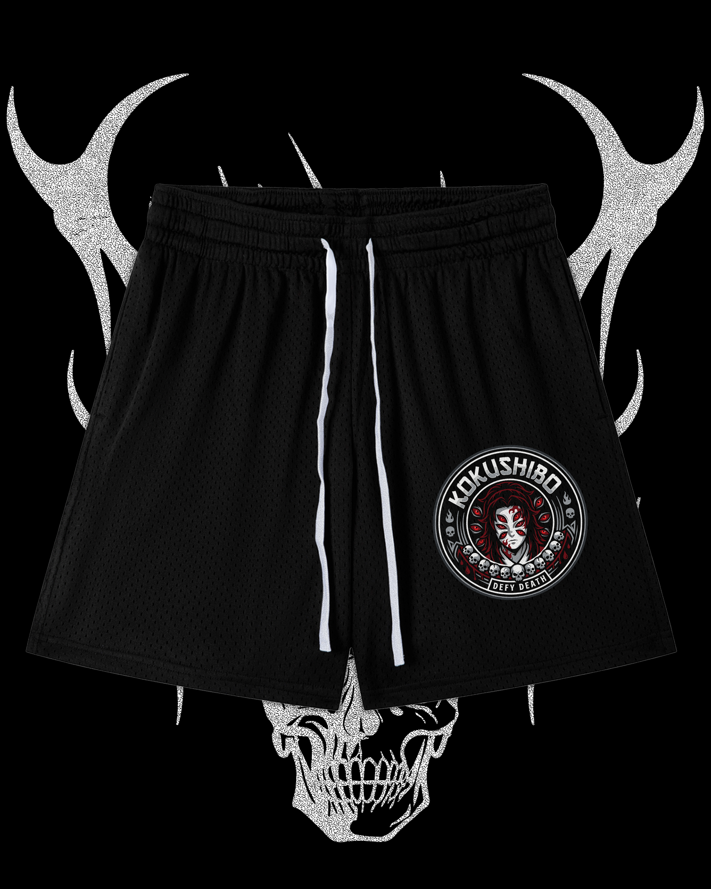 KOKUSHIBO MESH DRAWSTRING SHORTS IN BLACK