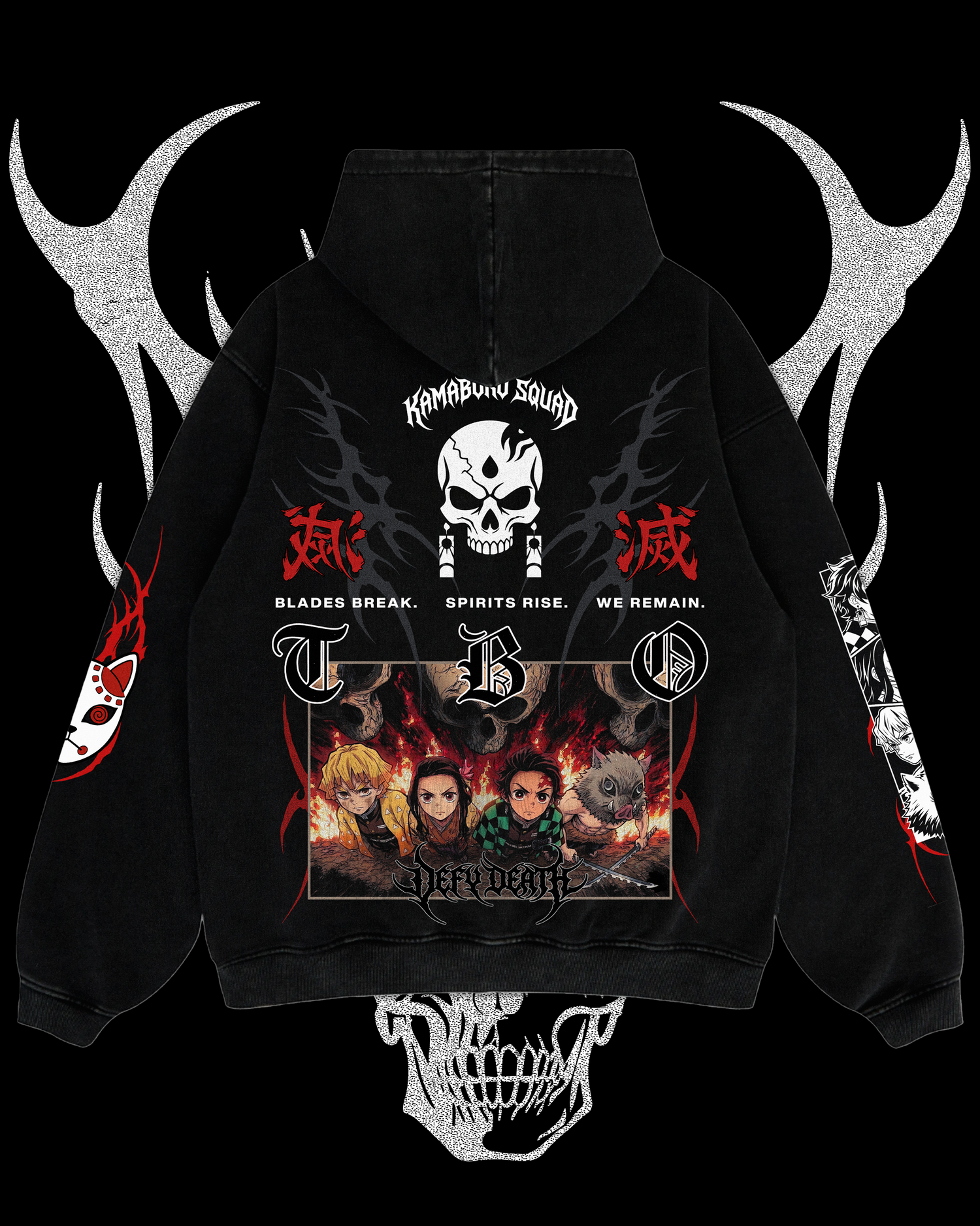 KAMADO SQUAD 380GSM FLEECE DRAWSTRING HOODIE | EMBROIDERY SLEEVES | 'LIMITED'