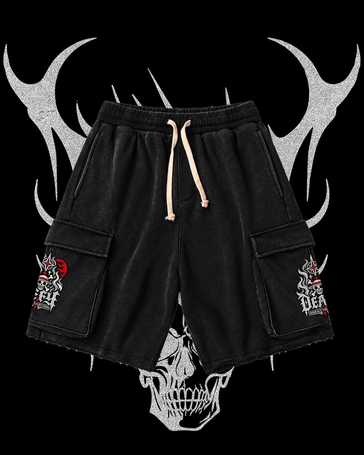 ONE PIECE WASHED SHORTS EMBRODERY PATCHES